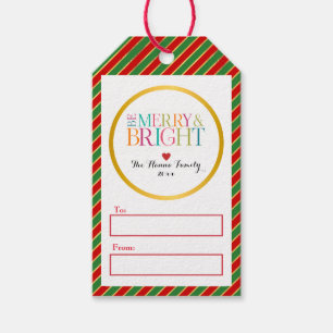 Étiquettes-cadeau Moderne Coloré Soyez Joyeux & Lumineux Noël