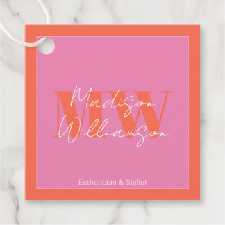 Étiquettes Cadeau Moderne Écriture Minimaliste Rose Orange