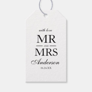 Étiquettes-cadeau Moderne Elegant M. et Mme Mariage WB