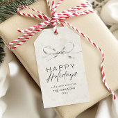 Étiquettes-cadeau Moderne élégant minimal Bow Joyeux vacances famill