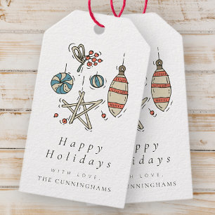 Étiquettes-cadeau Moderne Élégant Noël Joyeux Vacances Salutation