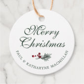 Étiquettes Cadeau Moderne élégant Pin de Noël Verdure (Devant)