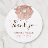 Étiquettes Cadeau Moderne Élégant rose simple or Mariage Merci (Devant)