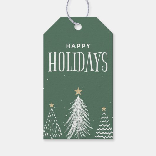 Étiquettes-cadeau Moderne Élégant Vert Poussiéreux Joyeuses Fêtes (Devant)