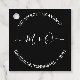 Étiquettes Cadeau Moderne Élégante calligraphie Monogramme Mariage