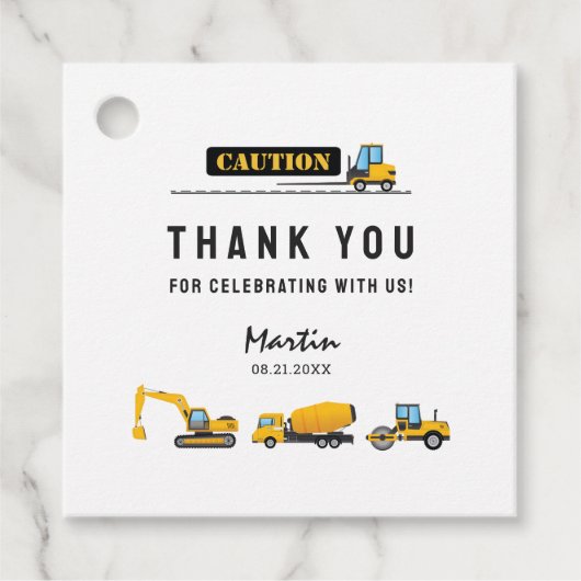 Étiquettes Cadeau Moderne en construction Thème Cadeaux Merci (Devant)