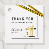 Étiquettes Cadeau Moderne en cours de construction Grue thème Merci (Devant)