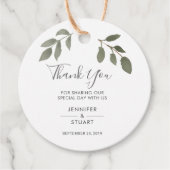 Étiquettes Cadeau Moderne et élégant feuille Mariage Merci (Devant)