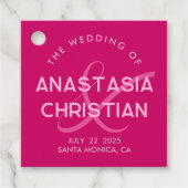 Étiquettes Cadeau Moderne et Gras Mariage Magenta (Devant)