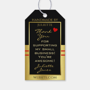 Étiquettes-cadeau Moderne et mignon - Noir avec Merci à cadre or