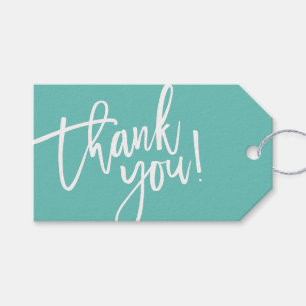Étiquettes-cadeau MODERNE HAND LETTERED merci jade white writing