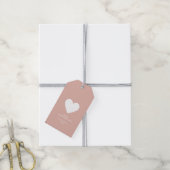Étiquettes-cadeau Moderne Happy Valentine's Blush rose Heart Stripe (Avec de la ficelle)