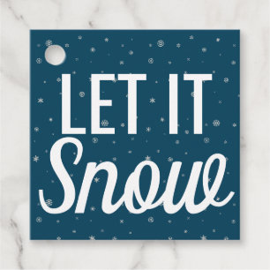Étiquettes Cadeau Moderne, laissez-le neiger bleu avec des flocons d