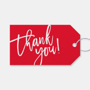 Étiquettes-cadeau MODERNE MAIN LETTERED merci rouge blanc écriture