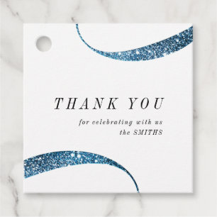 Étiquettes Cadeau Moderne merci classe minimaliste paillettes bleues