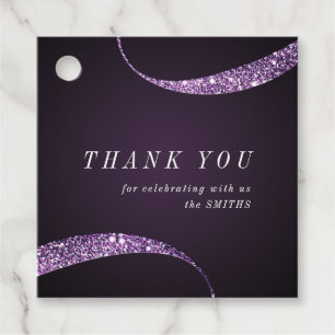 Étiquettes Cadeau Moderne merci classe minimaliste paillettes violet