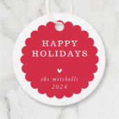 Étiquettes Cadeau MODERNE minima festif tache coquille rouge (Devant)