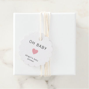 Étiquettes Cadeau Moderne minimaliste Coeur rose mignon Baby shower