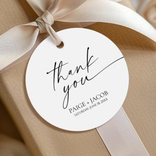 Étiquettes Cadeau Moderne minimaliste Élégant Mariage noir blanc