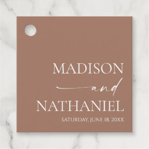 Étiquettes Cadeau Moderne minimaliste élégant Mocha Mousse Mariage