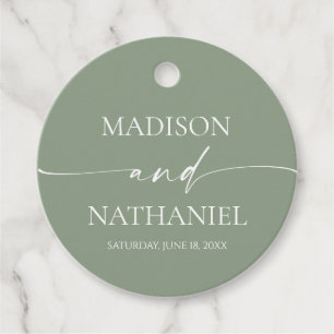 Étiquettes Cadeau Moderne minimaliste Élégant Sage Mariage vert