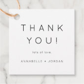 Étiquettes Cadeau Moderne minimaliste Mariage intemporel Merci (Devant)