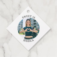 Étiquettes Cadeau Moderne minimaliste Sweet 16 Birthday Circle Photo