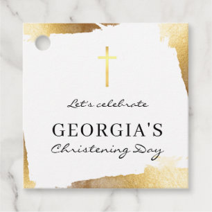 Étiquettes Cadeau MODERNE NOËL feuille d'or croix signe de bienvenue