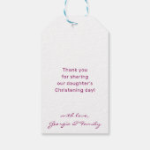 Étiquettes-cadeau MODERNE NOYAGE feuille or croix rose foncé Invit (Dos)