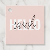 Étiquettes Cadeau Moderne Pastel Rose Bonjour Et Vous Nom (Devant)