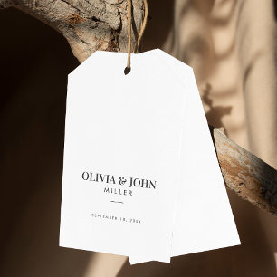 Étiquettes-cadeau Moderne Personnalisé Avec Nom Mariage Monogramme