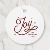 Étiquettes Cadeau Moderne Retro Joie Noël Script Typographie | Red (Devant)