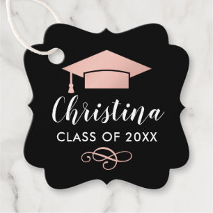 Étiquettes Cadeau Moderne Rose Gold Casquette Noir Promotion 2026