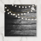 Étiquettes Cadeau Moderne Rustique Noir Bois Lumière Arc Mariage (Dos)