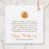 Étiquettes Cadeau Moderne Simple Citrouille d'automne Thanksgiving (Dos)