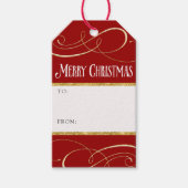 Étiquettes-cadeau Moderne simple élégant Noël Or Rouges manuscrits (Devant)