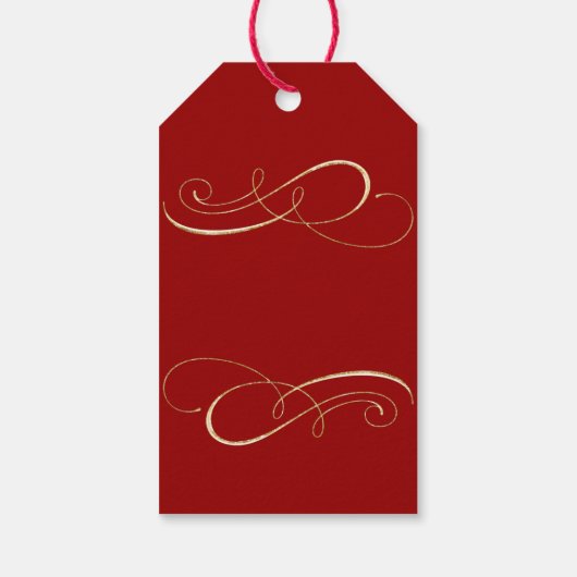 Étiquettes-cadeau Moderne simple élégant Noël Or Rouges manuscrits (Dos)