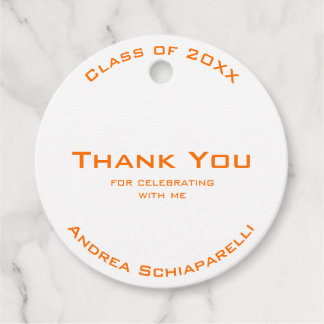 Étiquettes Cadeau Moderne simple Graduation Merci orange