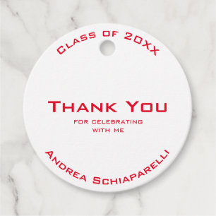 Étiquettes Cadeau Moderne Simple Graduation Merci rouge