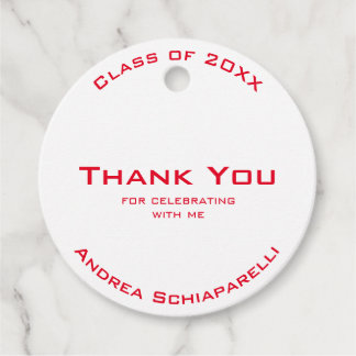 Étiquettes Cadeau Moderne Simple Graduation Merci rouge