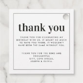 Étiquettes Cadeau Moderne simple typographie anniversaire merci (Dos)