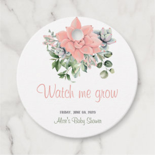 Étiquettes Cadeau Moderne Succulent Regardez-moi Grandir Corail Vert