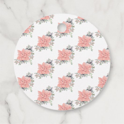 Étiquettes Cadeau Moderne Succulent Regardez-moi Grandir Corail Vert (Dos)