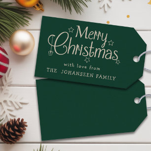 Étiquettes-cadeau Moderne Vert Foncé Joyeux Noël Simple Minimaliste