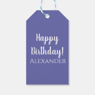 Étiquettes-cadeau Moderne violet élégant Script simple Nom de l'anni