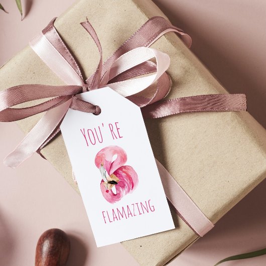 Étiquettes-cadeau Moderne Vous Flamazirez Beauté Flamant rose rose