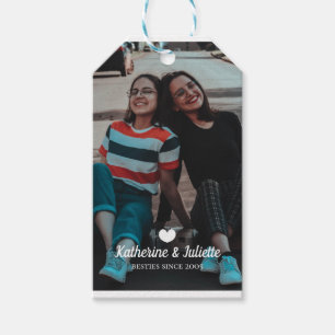 Étiquettes-cadeau Moderne White Heart Meilleur Ami Photo