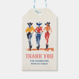 Étiquettes-cadeau Moderne Yeehaw Cowgirl Merci fête d'anniversaire
