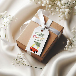 Étiquettes-cadeau Moment Merveilleux De L'année Voiture rouge 1er An