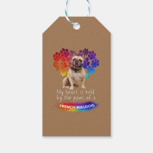 Étiquettes-cadeau Mon Coeur Est Tenu Par Les Poches D'Un Bulldog Fra